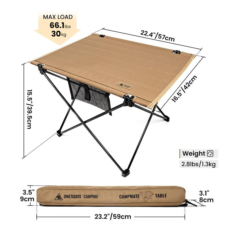 Onetigris Portable Foldable Camping Table, Lightweight Folding Table Sturdy & Quick Setup,Camping Folding Furniture, Holds up to 66 Lbs, Camping & Hiking Tools Essentials, Perfect for Camping, Hiking, Backpacking, Picnic, Beach, Travel Dealsforyoudays