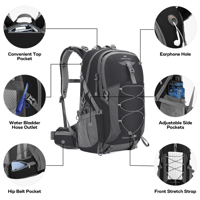 Maelstrom Hiking Backpack,Camping Backpack,40L Waterproof Hiking Daypack with Rain Cover,Lightweight Travel Backpack