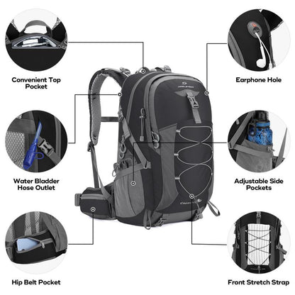 Maelstrom Hiking Backpack,Camping Backpack,40L Waterproof Hiking Daypack with Rain Cover,Lightweight Travel Backpack