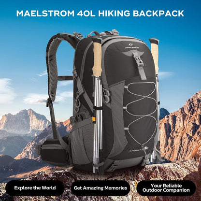 Maelstrom Hiking Backpack,Camping Backpack,40L Waterproof Hiking Daypack with Rain Cover,Lightweight Travel Backpack