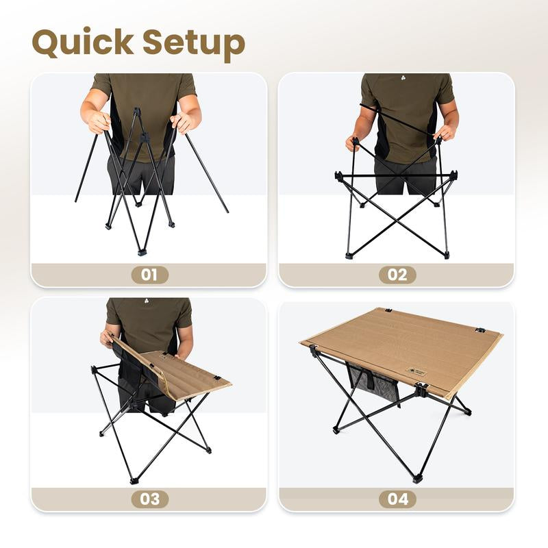 Onetigris Portable Foldable Camping Table, Lightweight Folding Table Sturdy & Quick Setup,Camping Folding Furniture, Holds up to 66 Lbs, Camping & Hiking Tools Essentials, Perfect for Camping, Hiking, Backpacking, Picnic, Beach, Travel Dealsforyoudays