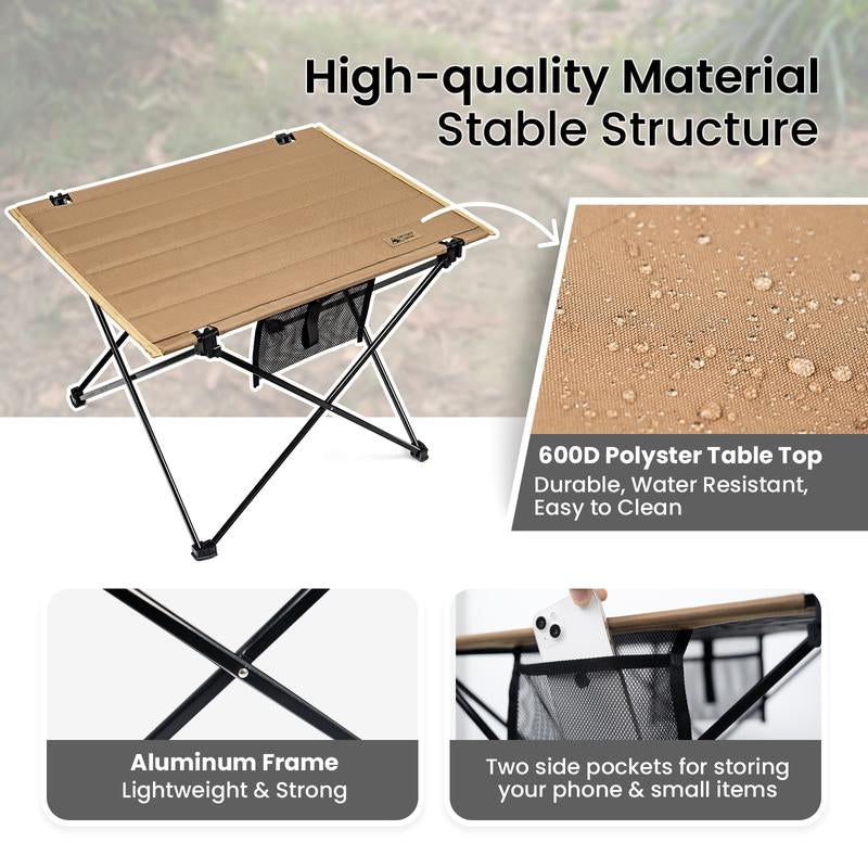 Onetigris Portable Foldable Camping Table, Lightweight Folding Table Sturdy & Quick Setup,Camping Folding Furniture, Holds up to 66 Lbs, Camping & Hiking Tools Essentials, Perfect for Camping, Hiking, Backpacking, Picnic, Beach, Travel Dealsforyoudays