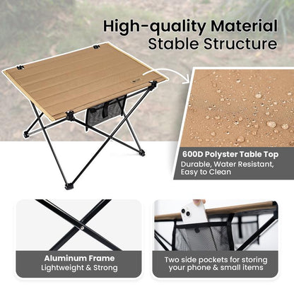 Onetigris Portable Foldable Camping Table, Lightweight Folding Table Sturdy & Quick Setup,Camping Folding Furniture, Holds up to 66 Lbs, Camping & Hiking Tools Essentials, Perfect for Camping, Hiking, Backpacking, Picnic, Beach, Travel Dealsforyoudays